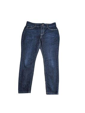 Lee Straight Jeans Womens Large Blue Dark Wash High Rise Pull On Denim